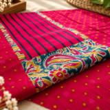Magenta Kalamkari Print Cotton Three Piece – view 3